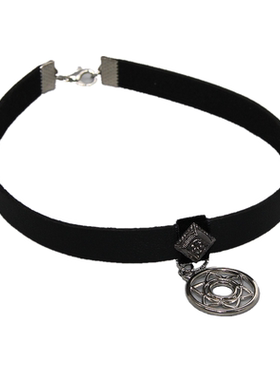 rc原创设计暗黑莲花铆钉颈带皮质