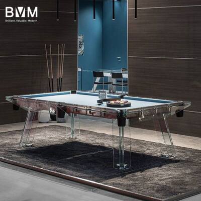 莱特BVM水晶透明钢化玻璃台球桌中式桌水晶美式家用亚克力家庭标