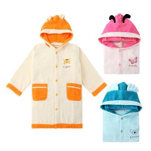 金号A类全棉卡通连帽儿童浴衣洗澡浴袍纯棉吸水带帽男女童睡袍