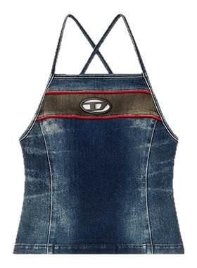 [折扣]DIESEL女士OVAL D牛仔Y2K吊带背心A173490ABCZ