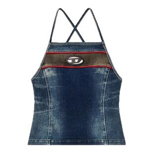 [折扣]DIESEL女士OVAL D牛仔Y2K吊带背心A173490ABCZ