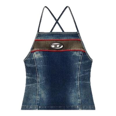 [折扣]DIESEL女士OVAL D牛仔Y2K吊带背心A173490ABCZ