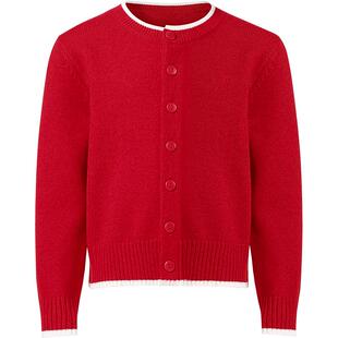 本来BENLAI男女童新年红色圆领针织开衫外套2026春新款BTT960001