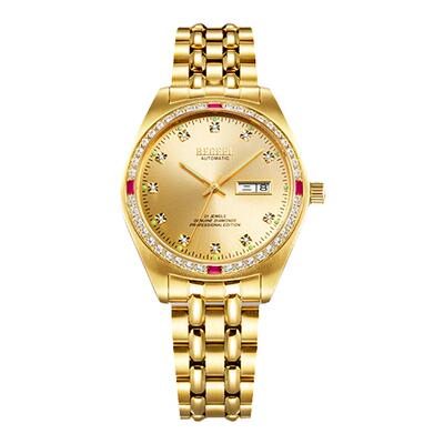 宾爵真钻金表男士机械表防水夜光