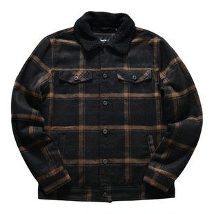 【出口单~加绒保暖-外贸尾货】秋冬季男士休闲户外格子衬衫外套潮