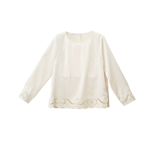 布符新中式「骏马奔腾镂空刺绣上衣」2026年新品春季长袖打底衫女