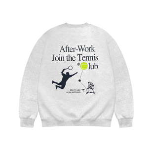 Talktokey(TTO) 网球俱乐部 重磅厚实加绒 灰色宽松圆领卫衣男女