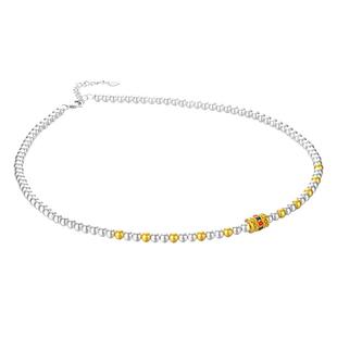 九乐S925纯银项链女古法两色圆珠项链新中式国风纯银首饰送女友礼