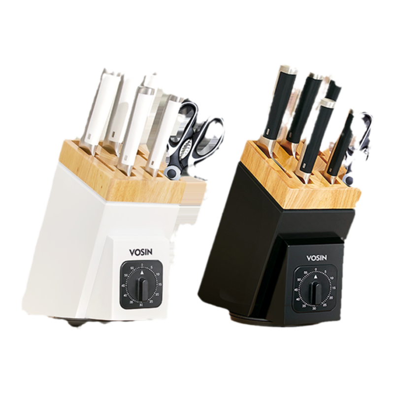 沃生白鲨锋利刀具套装厨房组合家用全套不锈钢菜刀砧板二合一刀架