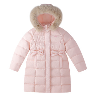 安奈儿童装女童长款羽绒服冬新款甜美收腰休闲防风防水外套