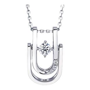 周生生Pt900铂金Daily Luxe双U形钻石吊坠一款多戴92239P