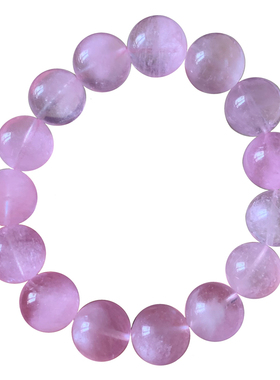 天然冰透粉摩根石手串饰品情侣款