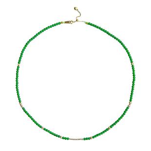 天然A冰种满辣阳绿色翡翠小米圆珠子锁骨项链新中式可叠戴18k黄金