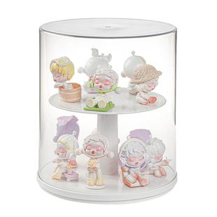 旋转盲盒手办展示架收纳适用泡泡玛特亚克力积木玩偶桌面柜防尘罩