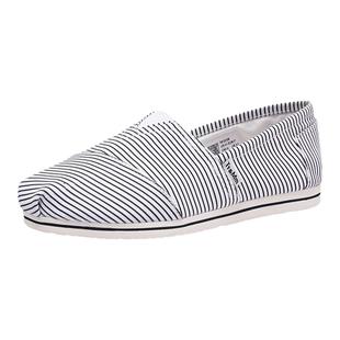 Tt&Mm/汤姆斯女鞋夏季条纹超级玛丽帆布鞋平底休闲懒人一脚蹬布鞋