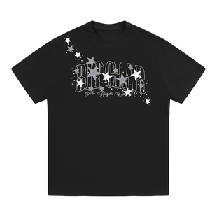 BIPOLAR撞色星星亮片刺绣短袖T恤美式休闲宽松圆领上衣情侣夏薄款