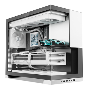 金河田沧月海景房手办ATX机箱/C口/显卡支架/台式机主机diy黑白色