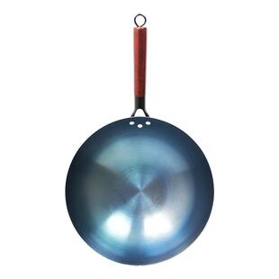 纯正铁锅炒菜锅家用煤气灶专用无涂层不粘锅老式烤蓝圆底熟铁炒锅