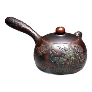黎昌权双鹤壶钦州坭兴陶茶壶名家纯全手工紫泥壶唐羽供春复古