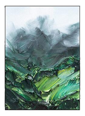 大芬油画村手绘肌理油画绿色风景