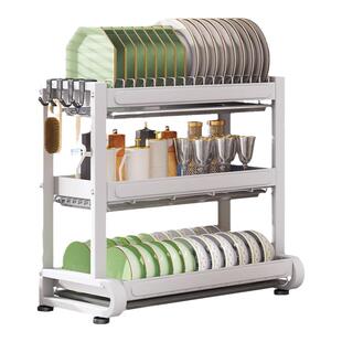 厨房家用碗碟沥水收纳架碗盘置物架多功能放刀筷子盒台面收容碗柜