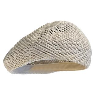 花少秦岚同款帽子女法式镂空透气贝雷帽2026新款文艺显脸小画家帽