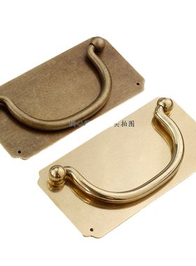 中式铜拉手仿古金钱双孔抽屉把手