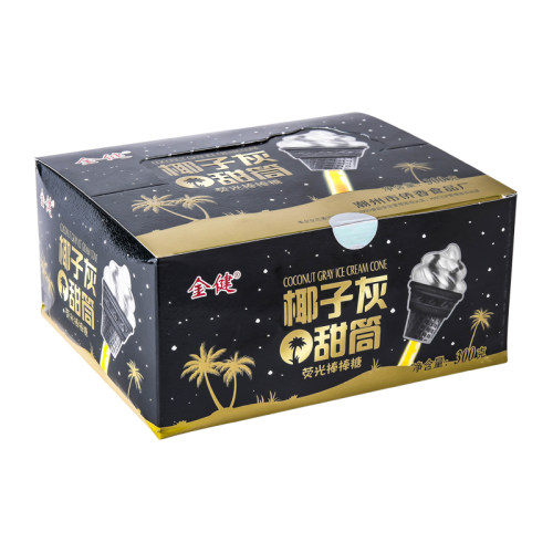 网红椰子灰棒棒糖奶油味创意儿童荧光发光糖酒店婚庆生日礼物盒装