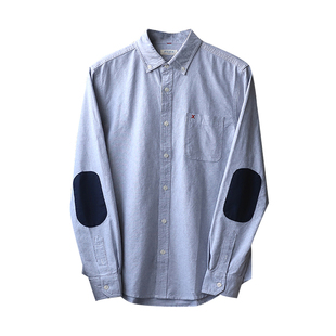 经典再现！贴肘贴布补丁！全棉牛津纺男士秋季外贸新款衬衫