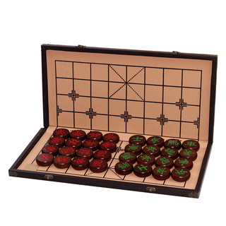 实木中国象棋红木色象棋子隶书雕刻工艺礼盒装成人老人折叠盘