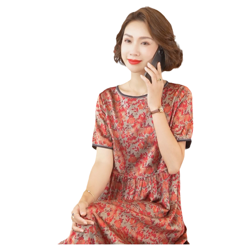 迪芬璐嘉气质通勤真丝连衣裙