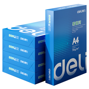 得力莱茵河复印纸办公打印A4复印纸70g学生草稿纸5包整箱装a4打印纸80g多功能复印打印纸双面2500张家用手写