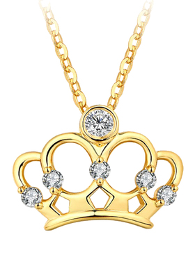 皇冠18K金莫桑钻锁骨链