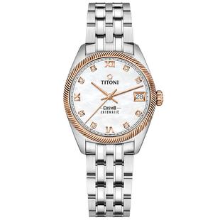 Titoni瑞士梅花手表女士腕表宇宙系列贝母机械33.5mm表盘款旗舰店