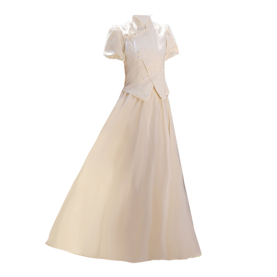 中式伴娘服大码显瘦高级姐妹裙