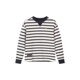 暇步士童装儿童长袖t恤春秋季新款男童休闲条纹圆领衫女童上衣