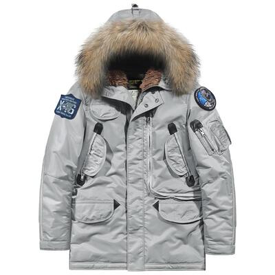 太空系列刺绣徽章毛领连帽棉服