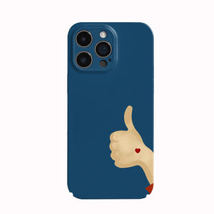 苹果iPhone卡通竖起大拇指手机壳可爱菲林硬壳全包保护套适于用华为mate80promax苹果16/15/15/13pro女生磨砂