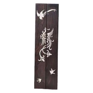 实木镇纸黑檀木镇尺镶嵌白铜红木雕刻凤凰喜鹊鸟中式书房文具礼品