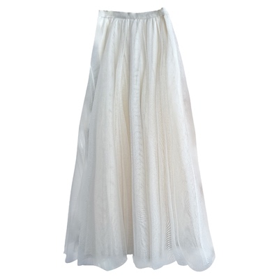 米白色温柔风纱裙半身裙女2026