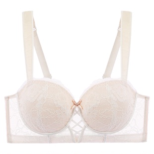 EMMAROSE夏季薄款大胸显小聚拢收副乳文胸胖mm防下垂蕾丝棉杯内衣