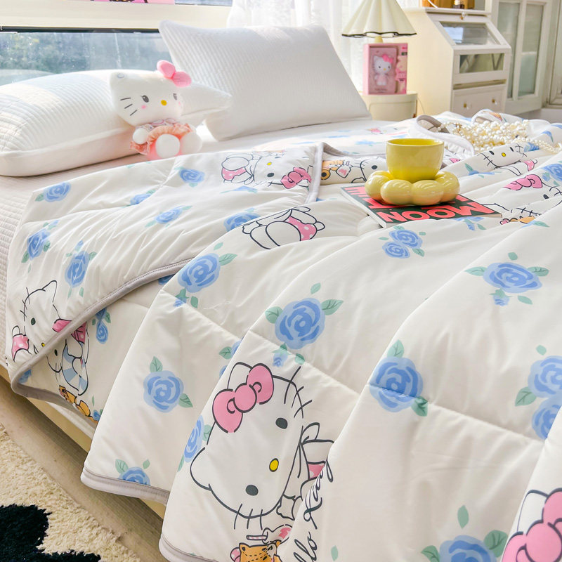 A类hello Kitty儿童夏凉被夏季冰柔丝空调被夏天夏被可水洗薄被子