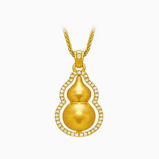新款24K黄金项链女仿金包银古法莫桑钻葫芦吊坠肖邦链送女友礼物