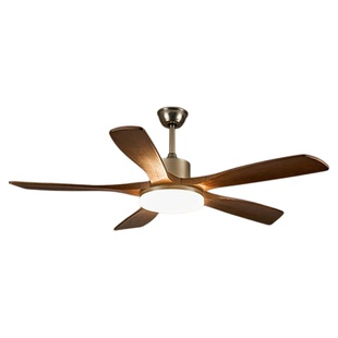 风扇灯客餐厅卧室电扇灯胡桃木色中古复古法式家用一体吊扇灯