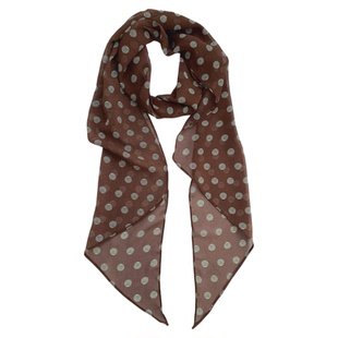 棕色波点丝巾印花高级百搭配饰系脖女2025年新款发带绑发长条围巾