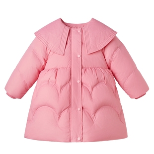 杰里贝比羽绒服女童保暖防风宝宝抗寒外套秋冬儿童中长款加厚冬装