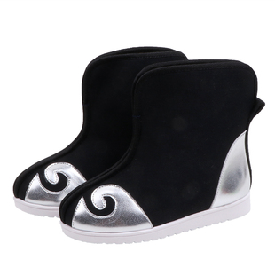 老北京手工布鞋男童冬季短靴明制儿童汉服靴子翘头弓鞋古代古装鞋