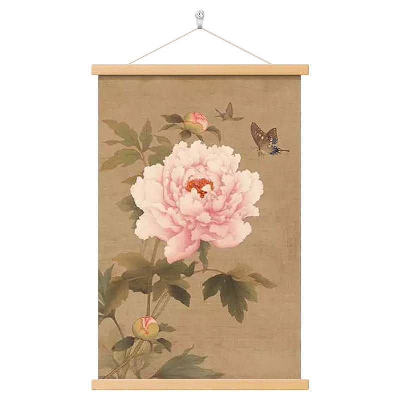 荷花图卷轴挂画新中式客厅装饰画