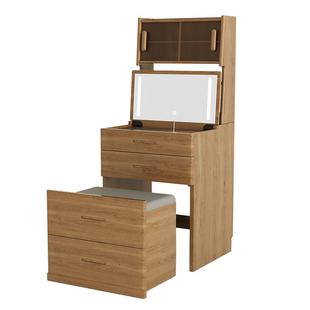 三梦实木梳妆台小型卧室现代简约化妆桌小户型翻盖床头收纳柜一体