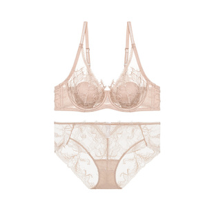 LACLOVER兰卡文曼妙花海蕾丝文胸内裤套装红色两件套LC2022101